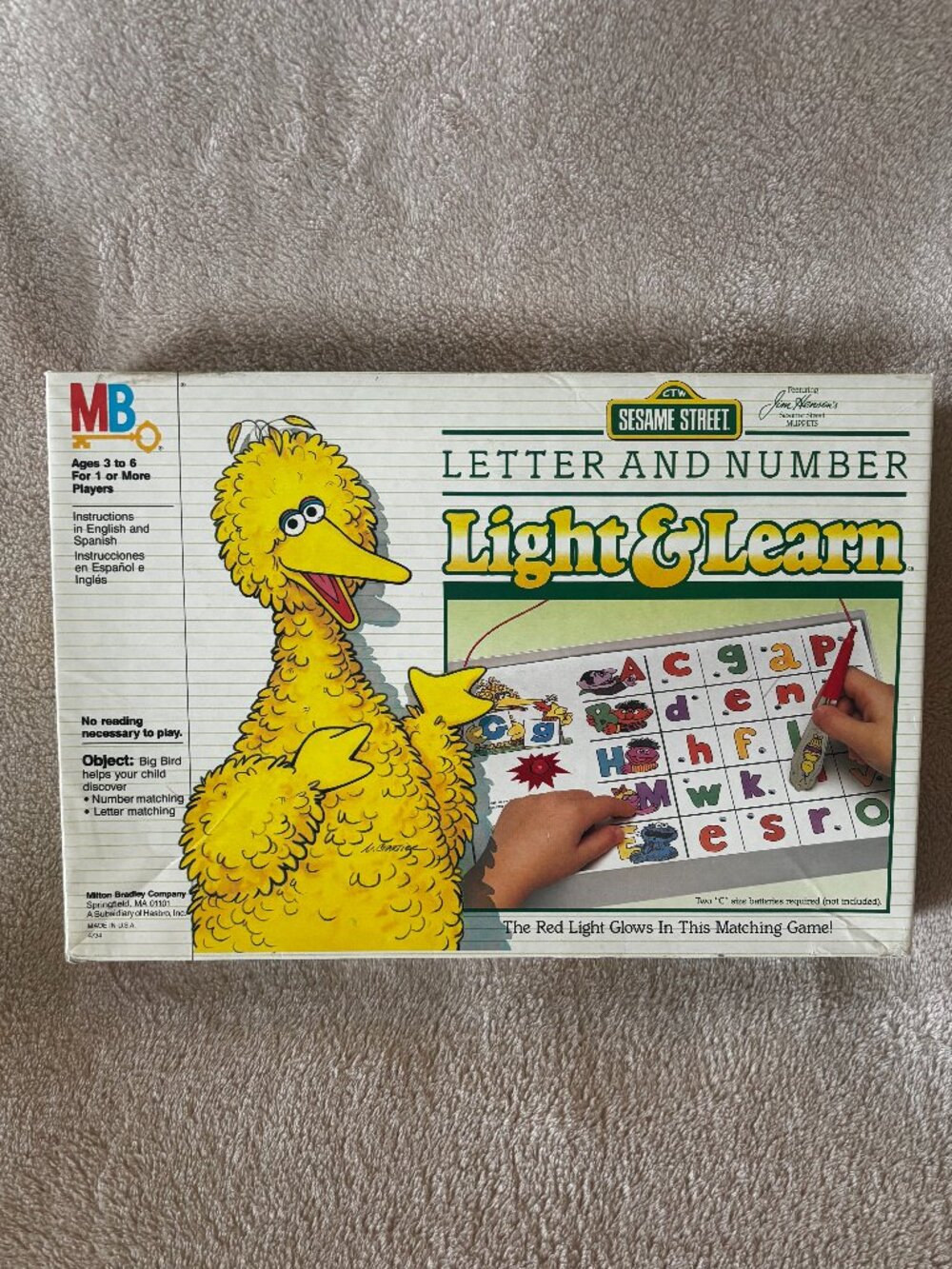 MILTON BRADLEY 1986 Vintage Letter and Number Light & Learn Game for Ages 3+ Yrs